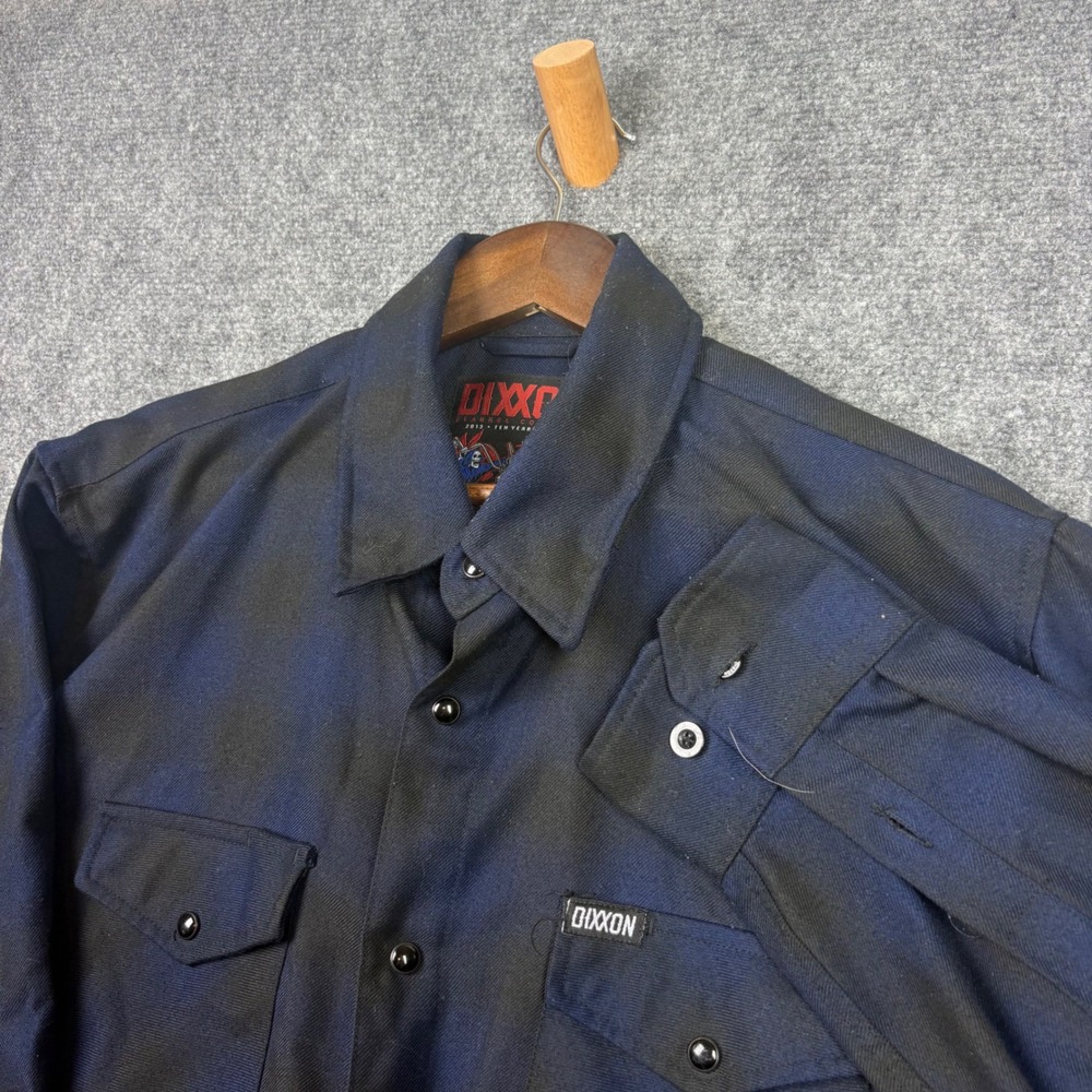 Dixxon Flannel Midnight Mens XL Blue Black Buffalo Plaid D-Tech Button Down
